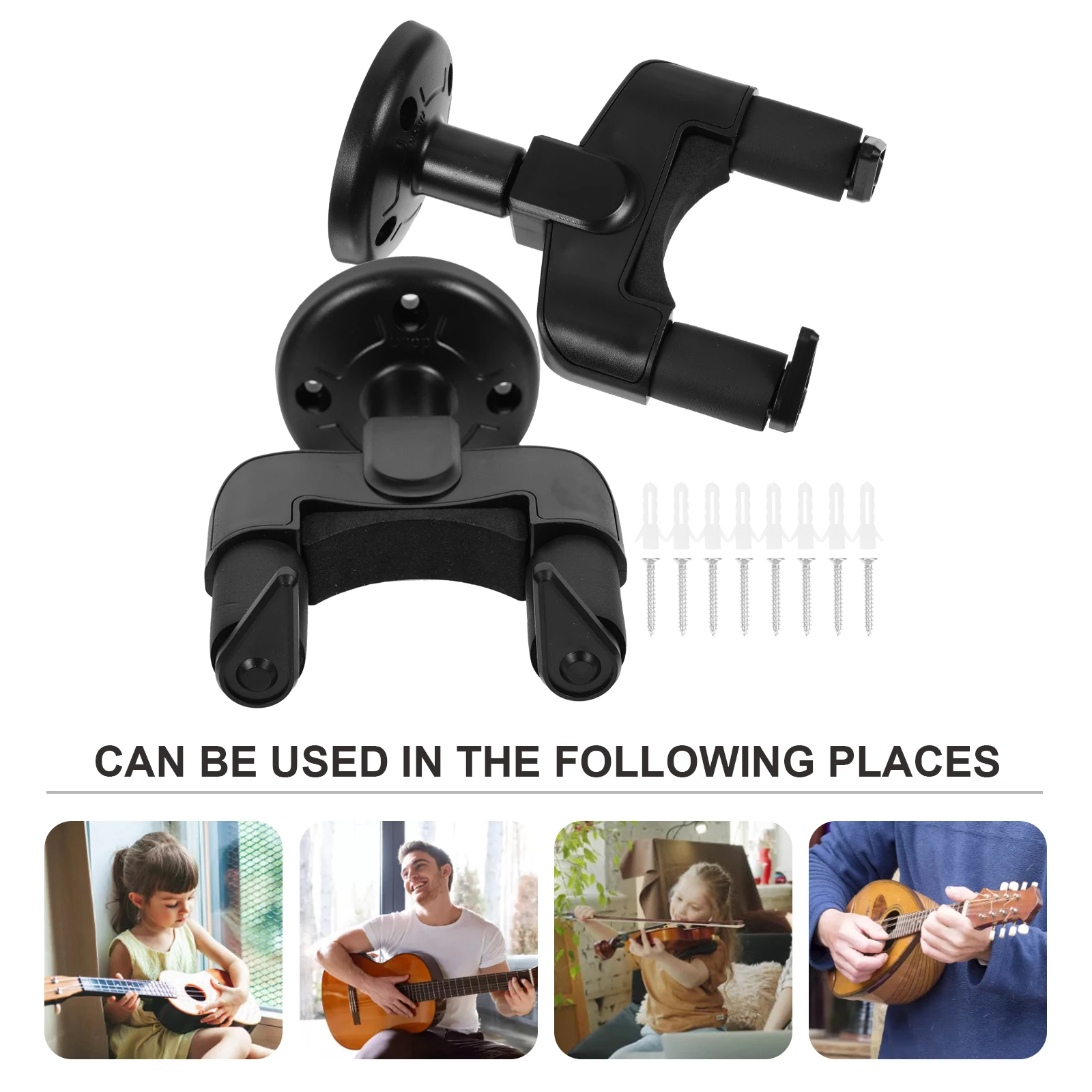 

Guitar Wall Hanger 2 Sets Iron Mount for Electric Bass Violin Ukulele Hook Rack EVA Sponge Anti Drop Easy Install Secure Storage