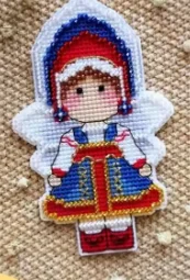 Thumbelina Series-Witch Christmas Cross Stich Set, Counted DIY Kits, Fridge Refridgerator Magnets, Home Decor