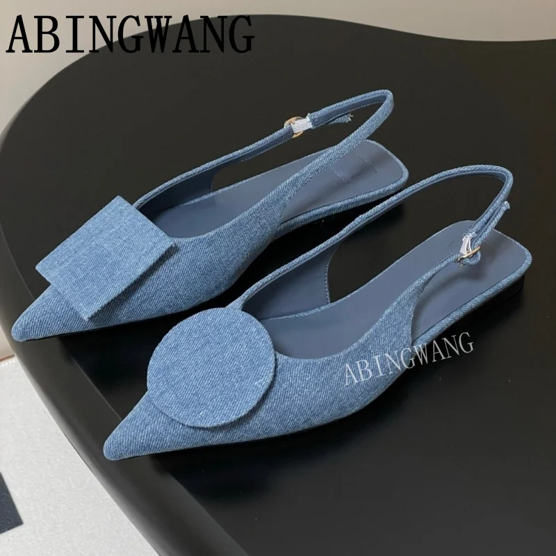 

Pointed Toe Women Sandals 2025 Runway Genuine Leather Slides Slingback Ladies Mules Party Dress Sandalias Mujer Women