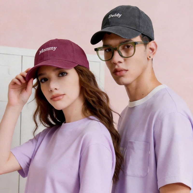 1pair Daddy & Mommy Embroidery Baseball Caps for Men & Women Outdoor Leisure Sports Snapback Baseball Hats for Birthday Gifts