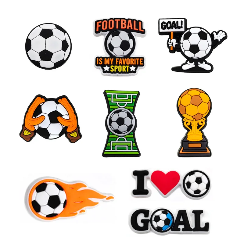 Football Series 1PCS Cartoon Sports Star Shoe Charms DIY Soccer Accessories Fit Sandals Decorate Kids Boy Men Party Unique Gifts