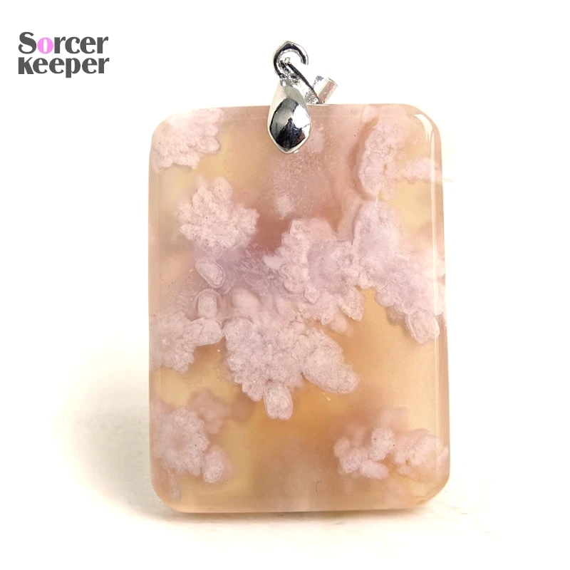 Women & Men Fashion Jewelry Pendants Necklaces With Chain Cherry Blossoms Agate Beads Quartz Gemstone Colares Femininos BP018