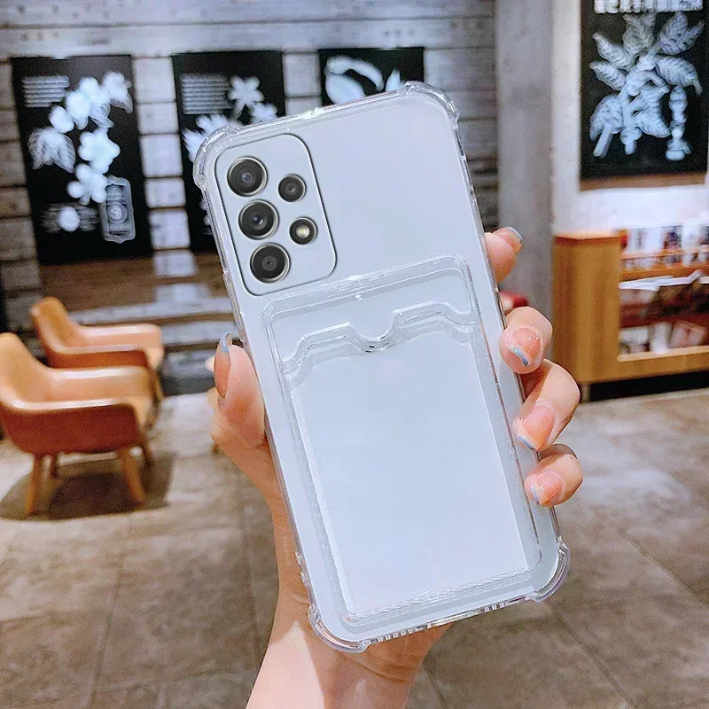 Funda transparente con tarjetero de lujo para Samsung Galaxy, funda de TPU 5G, A14, A15, S24, S23, S22, S21, S20, A25, A23, A55, A35, A52, A54, A33, A12