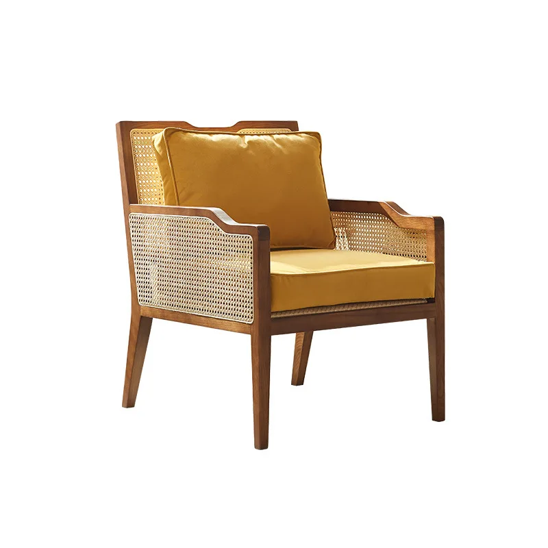 

Balcony rattan table and chair three-piece combination home living room leisure sofa chair retro wabi sabi single rattan chair