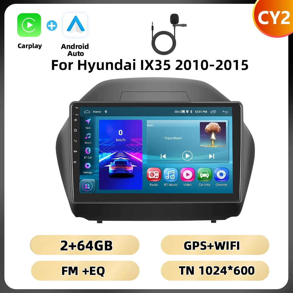 Podofo 10.1 ''Android Autoradio Voor Hyundai Ix35 2010-2015 Multimediaspeler Spiegel Link Wifi 4G Gps Android Auto Carplay Fm Rds