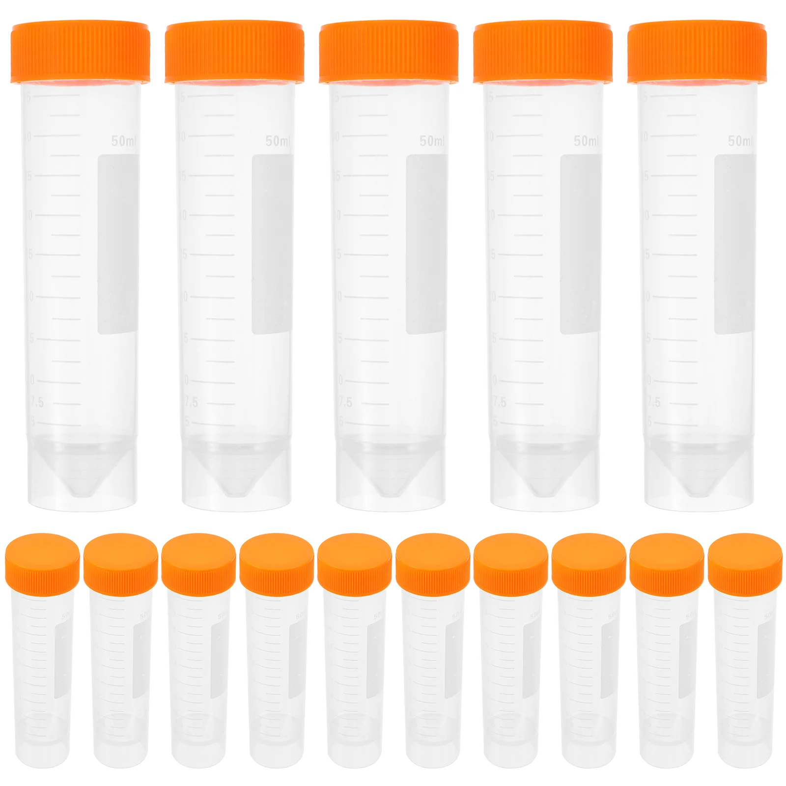 50 Pcs Centrifuge Tube for Laboratory 50ml Flat Bottom with Cover Screw Port Orange