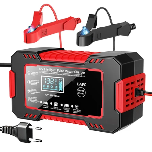 Cargador de batería de coche 12V 6A reparación de pulso pantalla LCD carga rápida inteligente AGM cargador de plomo-ácido de GEL de ciclo profundo para motocicleta automática