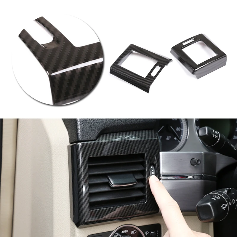 

For Mercedes Benz GLK X204 2008 2009 - 2012 2pcs Car Carbon Texture Side Air Condition Vent Outlet Protective Cover Frame Trim