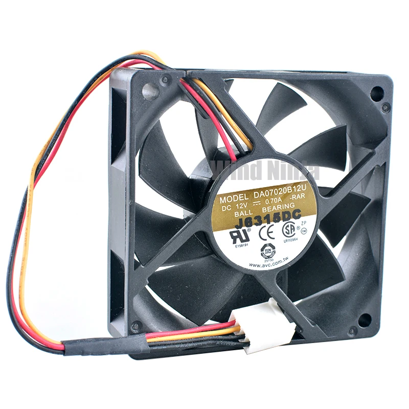 DA07020B12U 7cm 70mm fan 70x70x20mm DC12V 0.70A Dual ball bearing high-speed cooling fan for chassis CPU