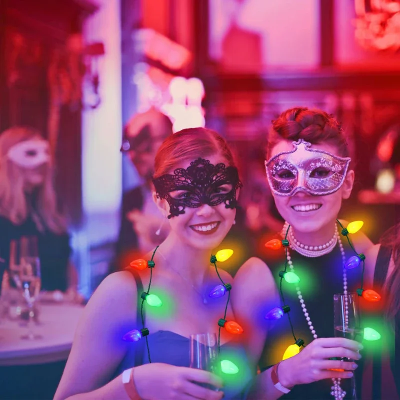 1-10 قطعة قلادة توهج الحفلات 9 أضواء LED توهج عيد الميلاد لمبة قلادة هدايا الحفلات فلاش لمبة قلادة توهج في الظلام الدعائم