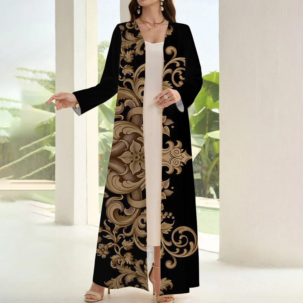 Islamic Long Sleeve Black Abaya For Women 2024Ramadan Femme Muslim Clothing Moroccan Caftan Demure Two-piece Dubai Turkey Kaftan