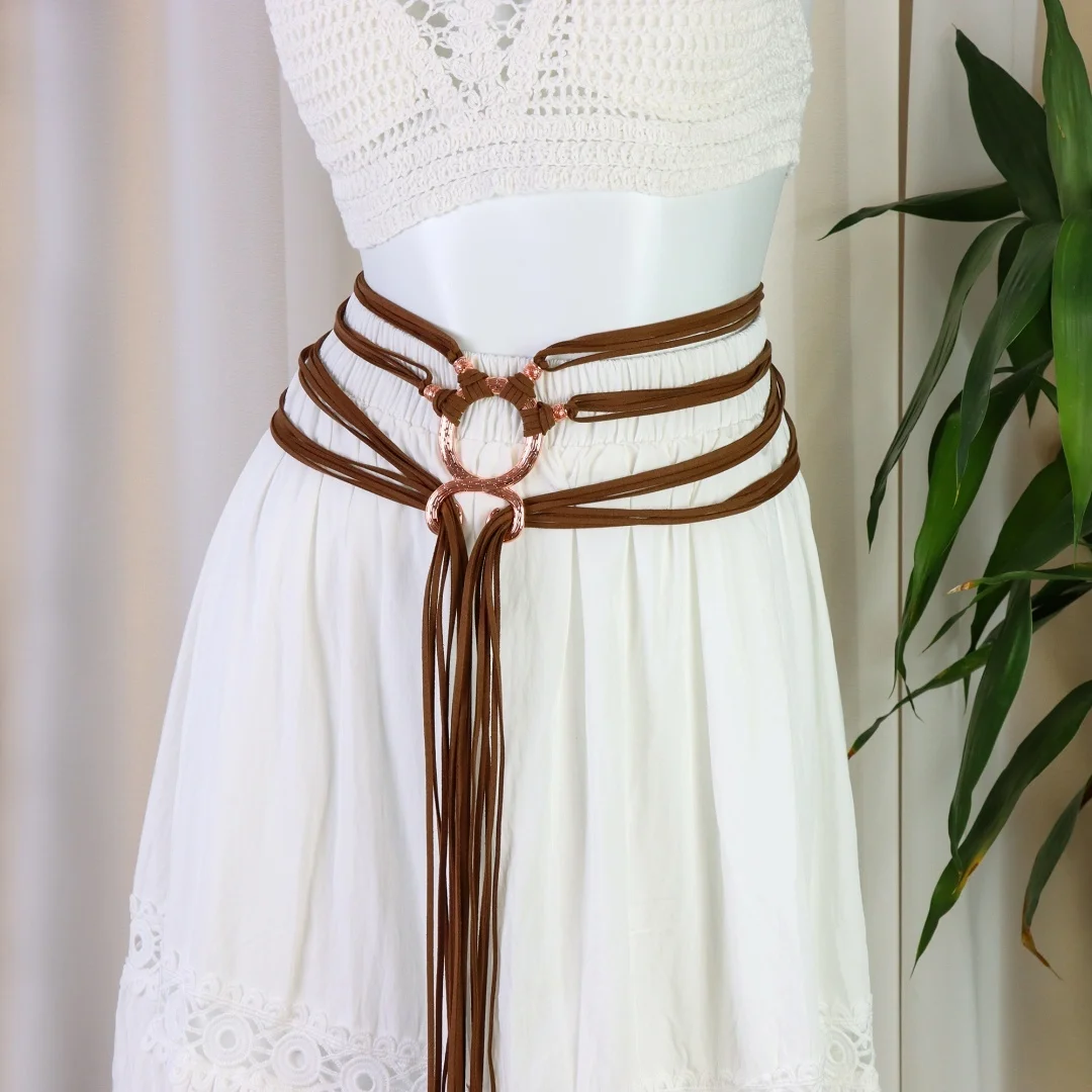 Pas ze sznurka wikingów - Kostium wikingów damski średniowieczny pas z krzyżem trolla akcesoria wiedźmy Halloween Cosplay
