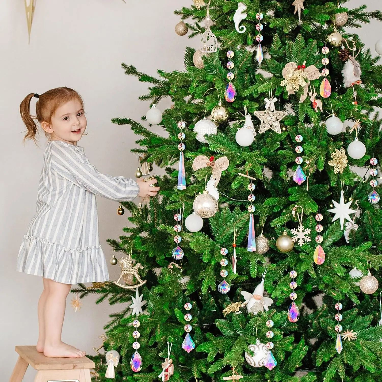 12 قطعة زجاج كريستال عيد الميلاد الحلي دمعة الثريا ديكور لشجرة عيد الميلاد الشتاء المنزل السنة الجديدة حفل زفاف عطلة #4