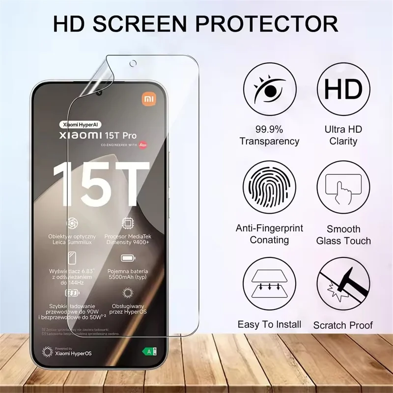 4 Piezas Película de Hidrogel para Xiaomi 15T Pro 17 Pro Max Película de Gel para Xiaomi 13 11 Lite 14 15 Ultra 13T 12T 15T 14T Pro Protector de Pantalla 3