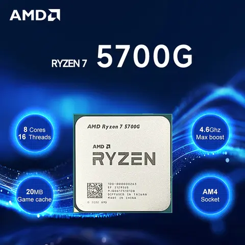 AMD Ryzen 7 5700G NUOVA CPU 4.6GHz 8-Core 16-Thread R7 5700G L3 = 16M 7NM Socket AM4 DDR4 Processore 65W ma senza dispositivo di raffreddamento