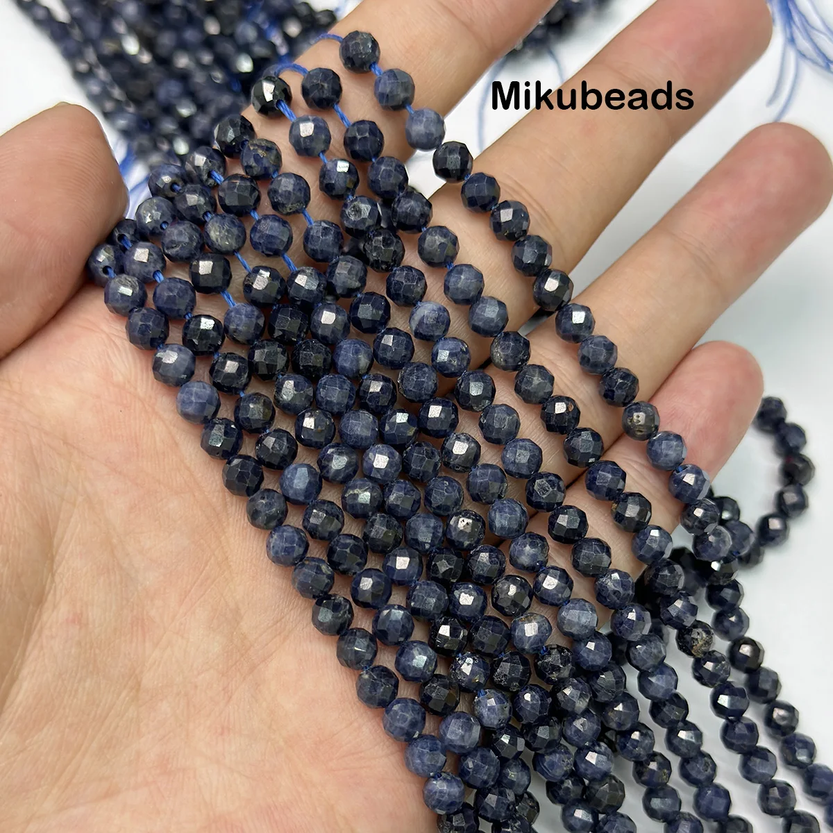 Wholesale Natural 4.9mm Rare Dark Sapphire Faceted Round Loose Beads For Making Jewelry DIY Necklace Bracelet Or Gift