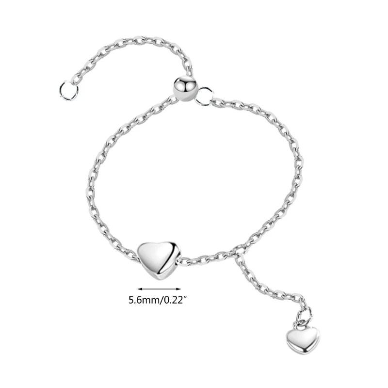 Simple Heart Tassel Adjustable Rings Silver Color Chain Pendant Ring Romantic Circle Rings Women Girls Finger Jewelry