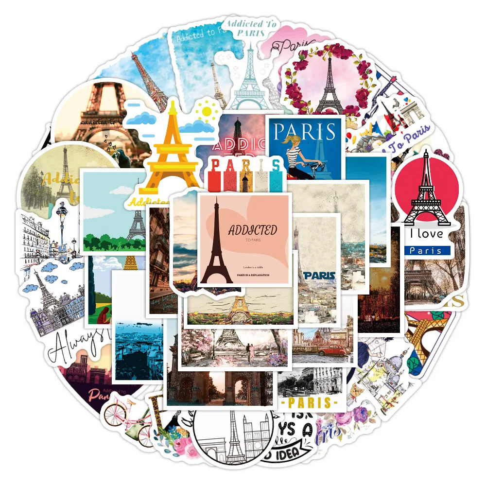 10/30/50pcs Paris Charming Landscape Travelling Style London Stickers Aesthetic Decorative Decal DIY Suitcase Phone Notebook Toy