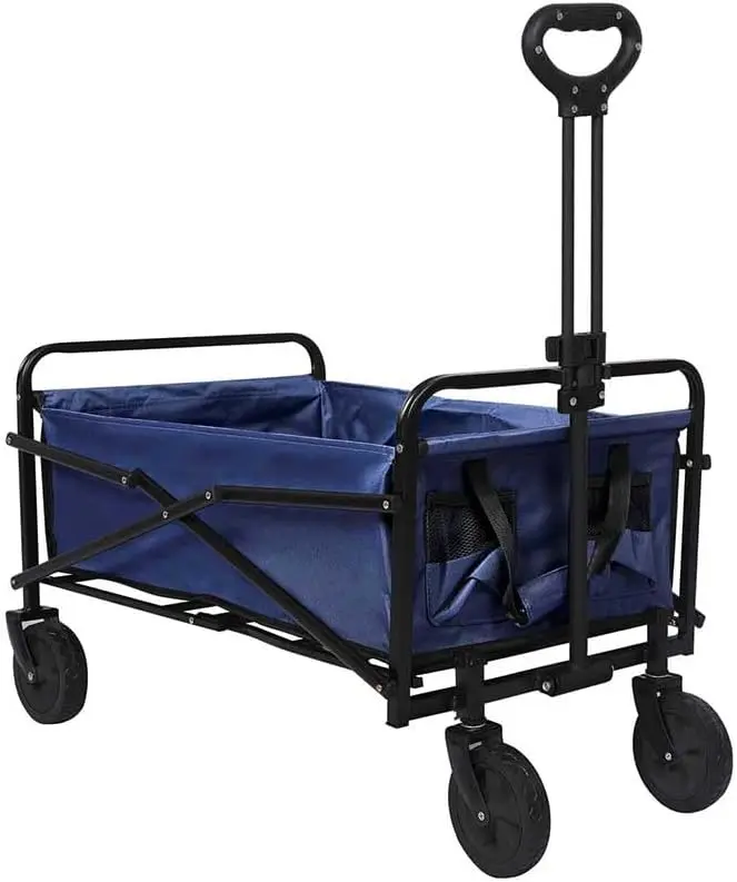 Trolley Wagon Cart Camping Foldable Carts Outdoor Beach 4 Wheels Collapsible Folding Picnic Garden Utility Wagon Yard Cart