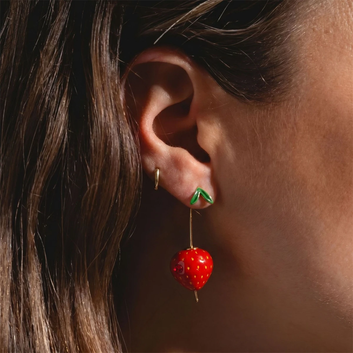 Trendy Realistic Fruit Earrings Multicolor Cherry Peach Lemon Olive Strawberry Women Daily Party Jewelry