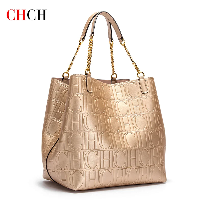 CHCH Women\'s Tote Bag 2024 New Steel Embossed Handbag Large Capacity Business Storage Bag