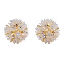 White Alloy Embroidered Ball Earrings New Fashionable And Versatile Super Fairy -1 Pair