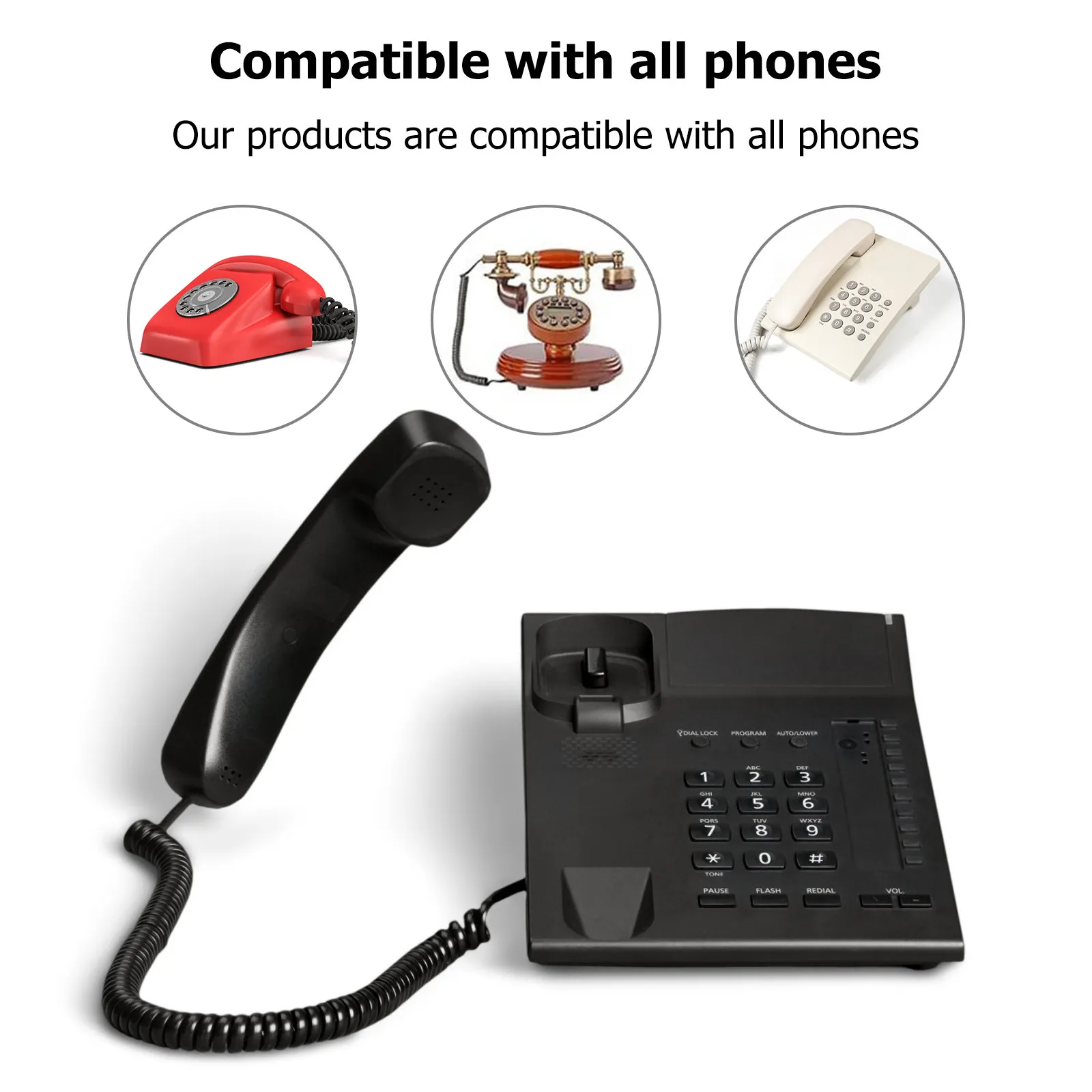 2pcs Telephone Cables Coiled Cords for Landline Phones Stable Signal Moderate Length Soft Non-Knotting Phone Accessories