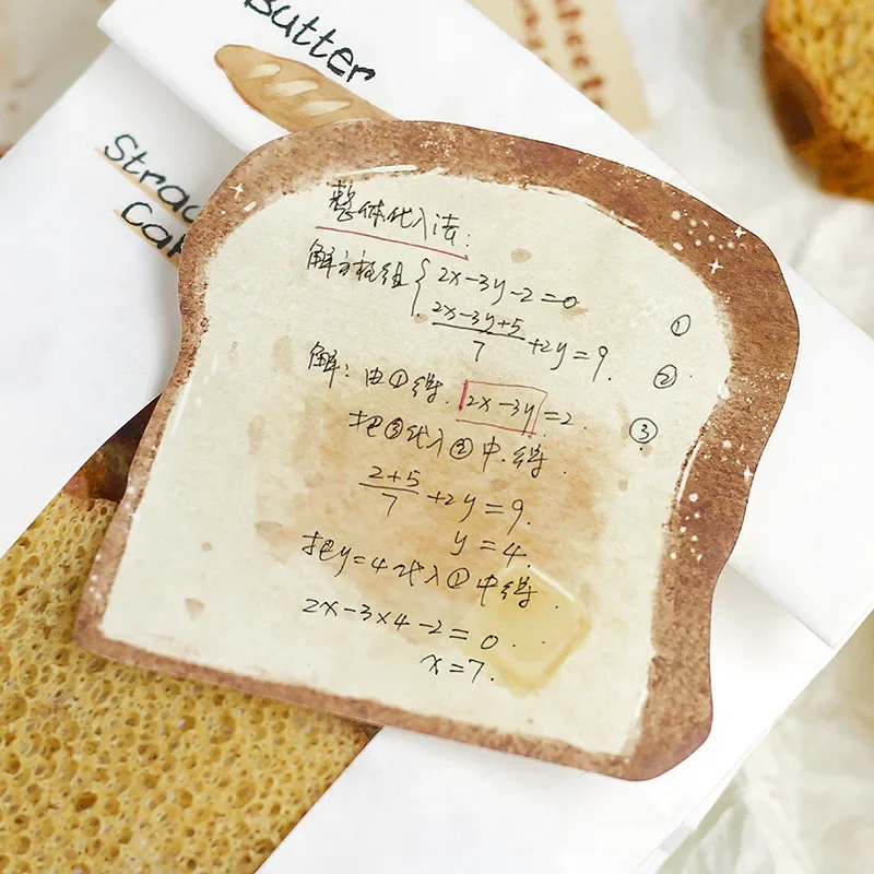 30pcs Memory Bread Simulation Food Sticky Note Cartoon Toast Note Student Note Memo Message