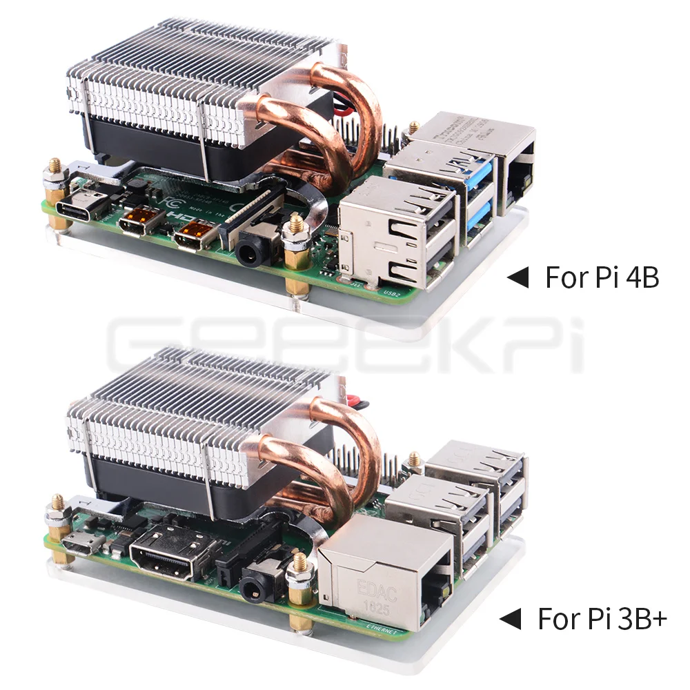 Geeekpi New Low-Profile Ice Tower Type-B CPU Cooling Fan 4010 Heatsink Cooler for Raspberry Pi 4 B / 3B+ / 3B