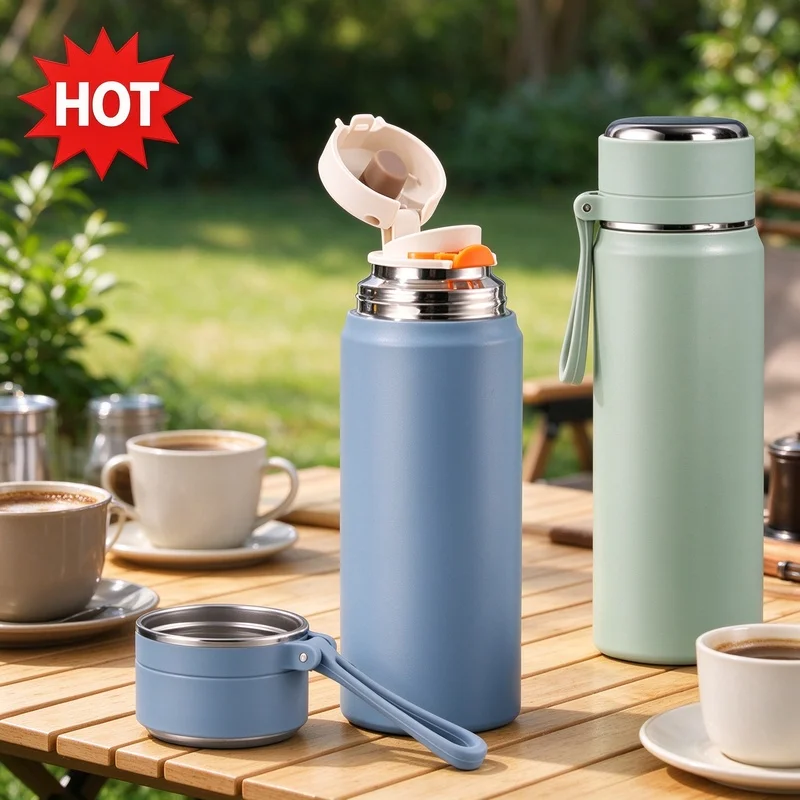 600ML Stainless Steel Insulated Thermos Bottle, Leakproof Travel Mug, Keep Hot & Cold, for Coffee Tea Outdoor Daily Drinkware
