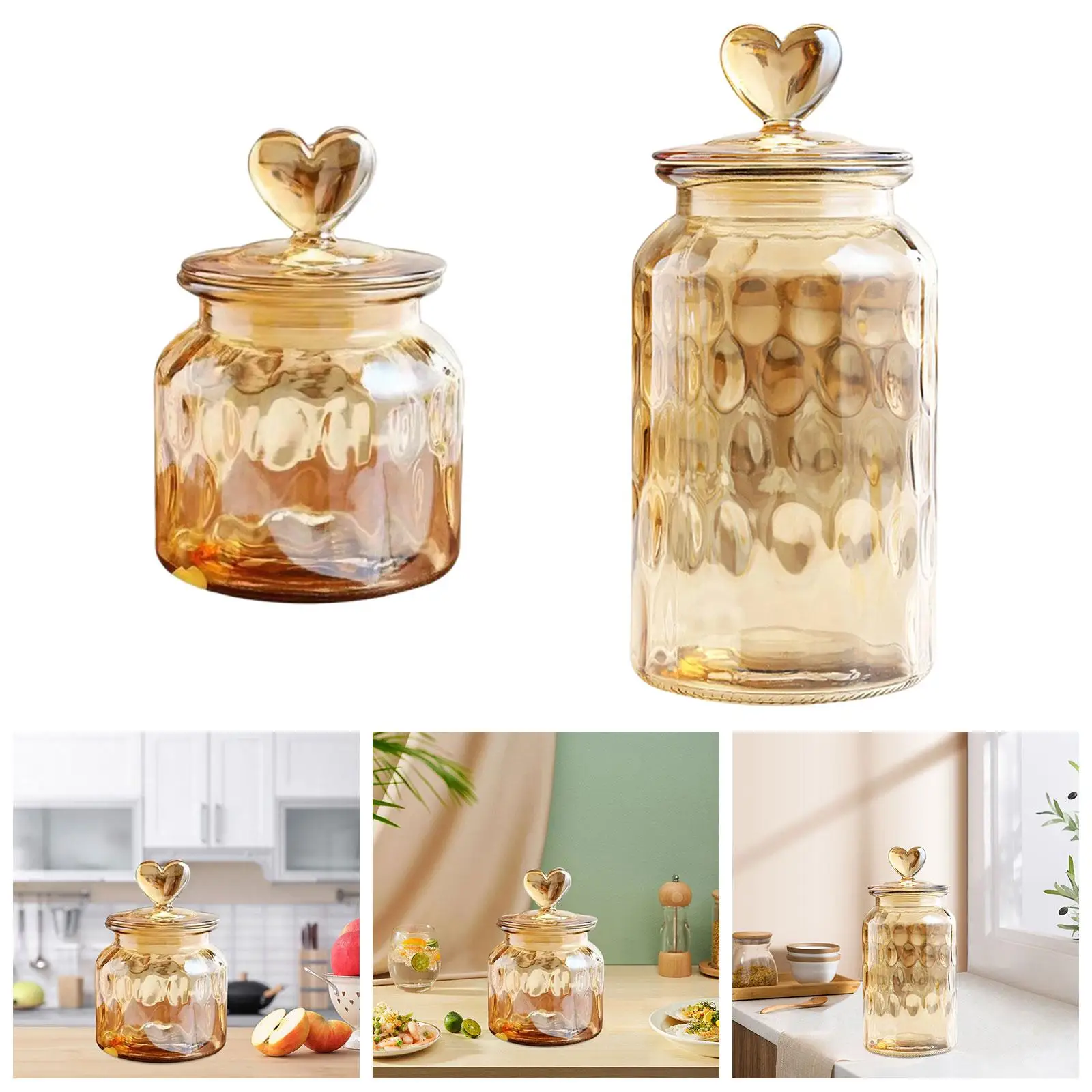 Airtight Food Jars with Lid Decorative Glass Jar Tea Canister Glass Canisters for Candy Snacks Coffee Beans Loose Tea Spice