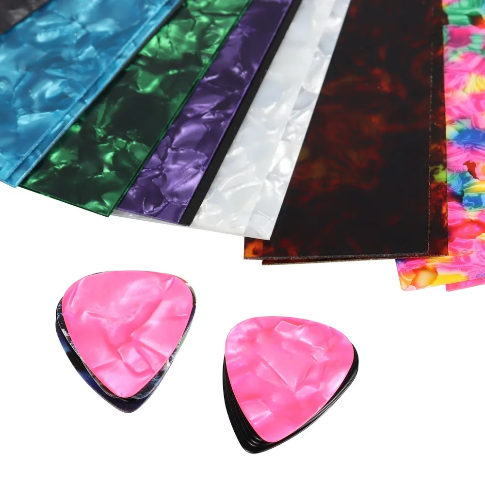 25Pcs Celluloid Guitar Pick Punch Rectangle Random color Celluloid Sheet Film Strips Stringed Instrument Accessories