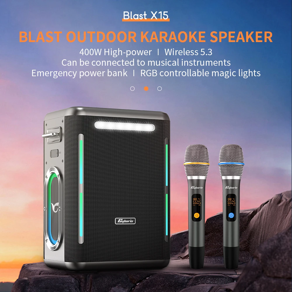 X15 400W Powerful Sound Deep Bass Wireless Large Party Speakers With Subwoofer TWS Pairing Dynamic LED Light For Outdoor Events