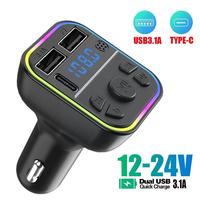 Car Bluetooth 5.0 FM Transmitter PD Type-C Dual USB Handsfree Light 3.1A 12/24V Player Modulator Ambient Fast MP3 Charger Q3Z8