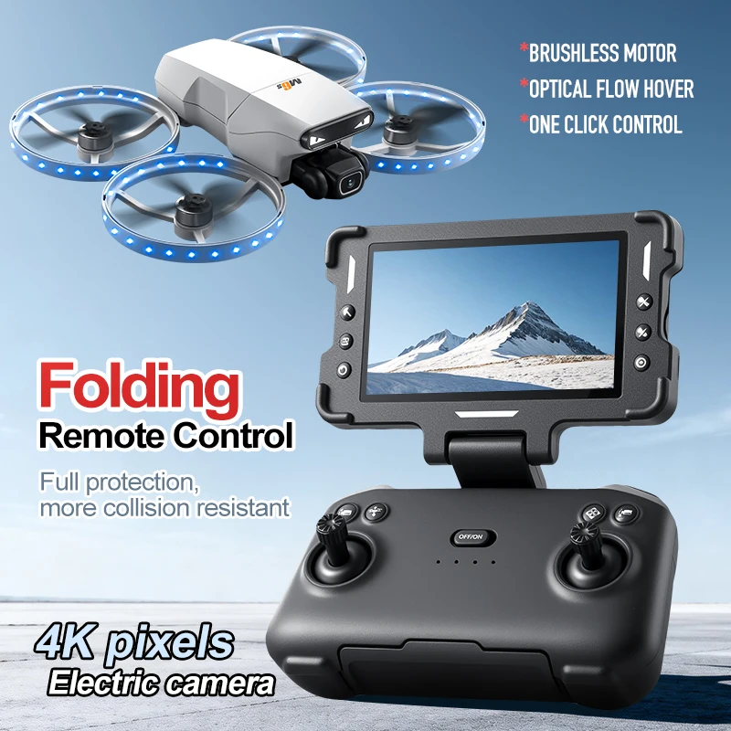 M6S Mini Drones with Camera Hd 4k Drone RC Quadcopter Foldable Brushless 4.3-inch screen Remote Control Toy Beginners Gift Toys