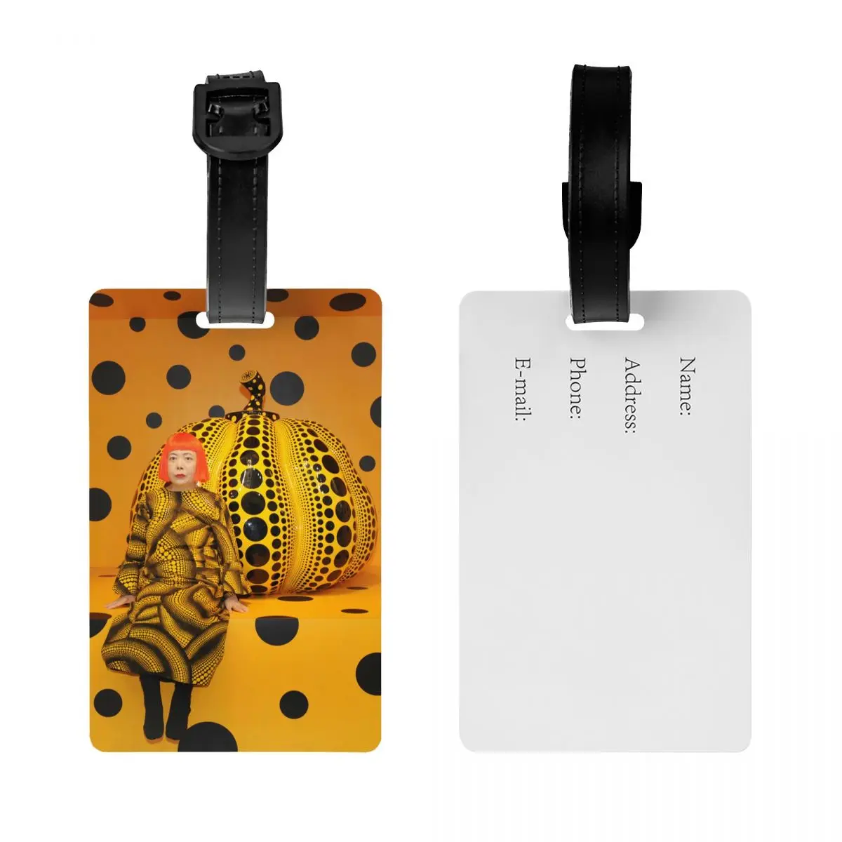 Custom Yayoi Kusama Pumkin Luggage Tag Privacy Protection Abstract Art Baggage Tags Travel Bag Labels Suitcase