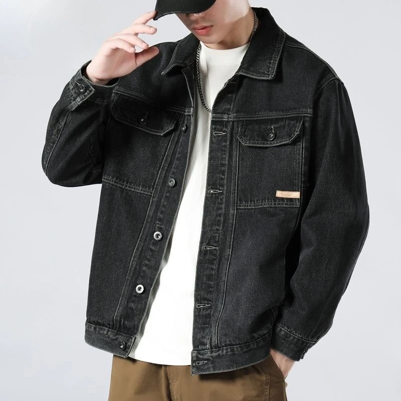 

Весенне-осенние черные мужские джинсовые пальто, модная дешевая цена, стильная мужская джинсовая куртка, дизайнерская фирменная корейская популярная одежда