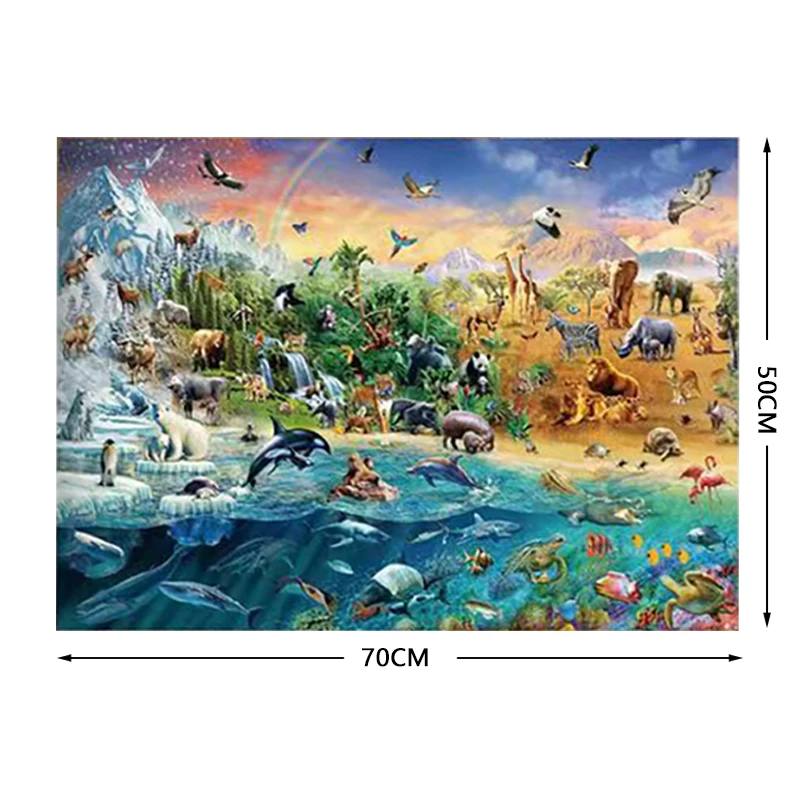 70*50cm Adult Puzzle 1000 Pieces Paper Jigsaw Puzzles Animal World Famous Paintings Series Learning Education Craft Toys Gifts