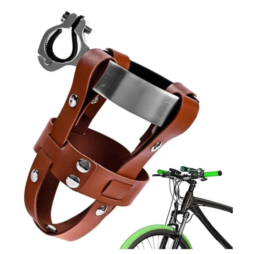 Fashion PU Leather Bicycle Kettle Holder Adjustable Adjustable Handle Buckle Cup Holder Beverage Bottle Holder