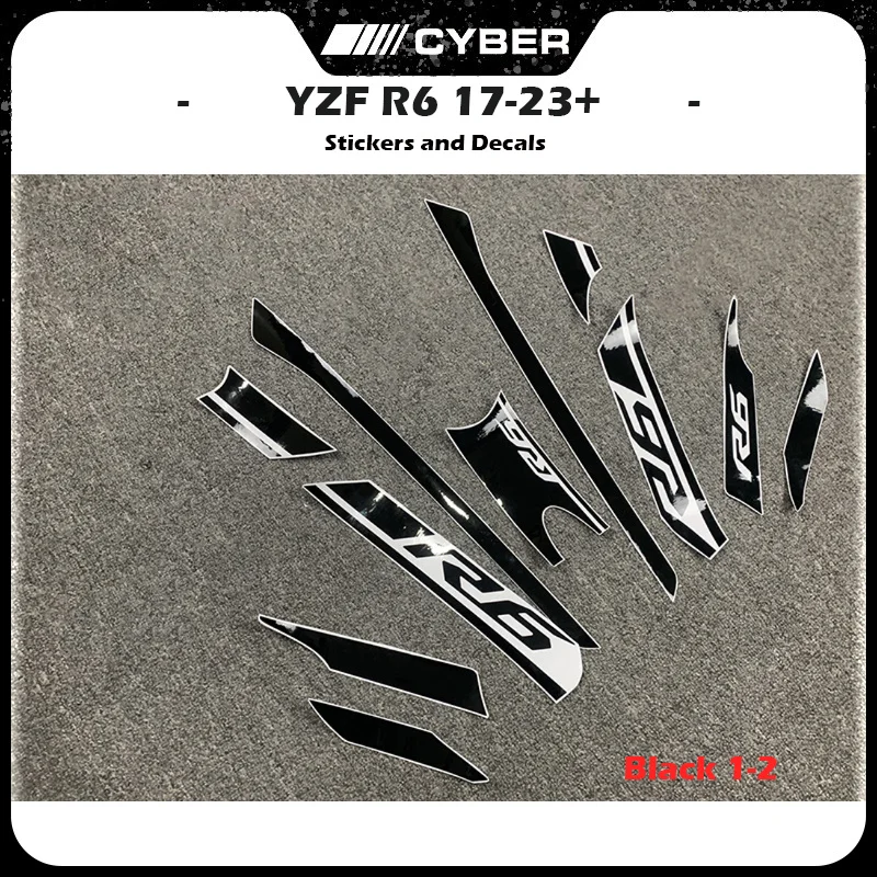 Full Car Sticker Set For Yamaha YZFR6 YZF-R6 R6M - Fairing Shell Decals OEM Replacement Version 2017-2024