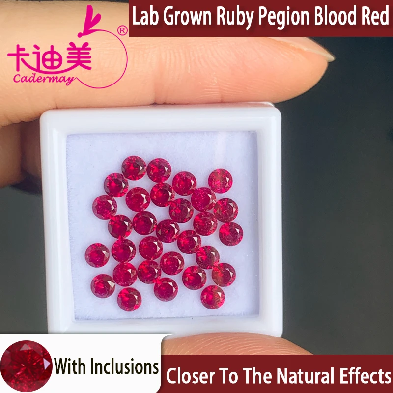 

CADERMAY Meele Lab Grown Ruby Loose Stones Sapphire With Inclusions Round Shape Closer To The Natural Effets Fine Jewelry DIY
