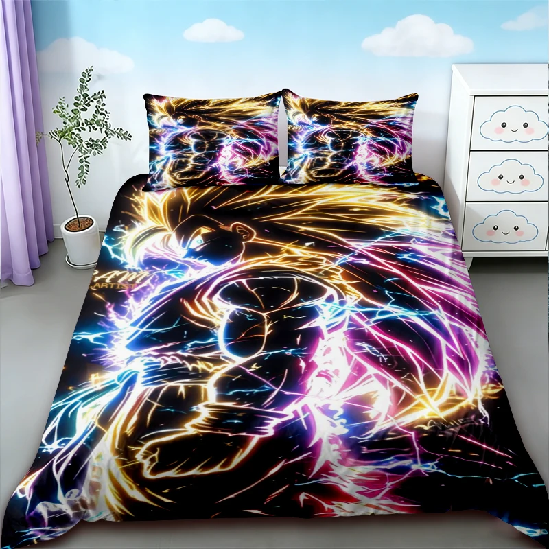 Teens Goku Duvet Cover Dragon Ball Bedding Set Queen King Size for Bedroom Home Dormitory Decor Boys Birthday Gifts view 2