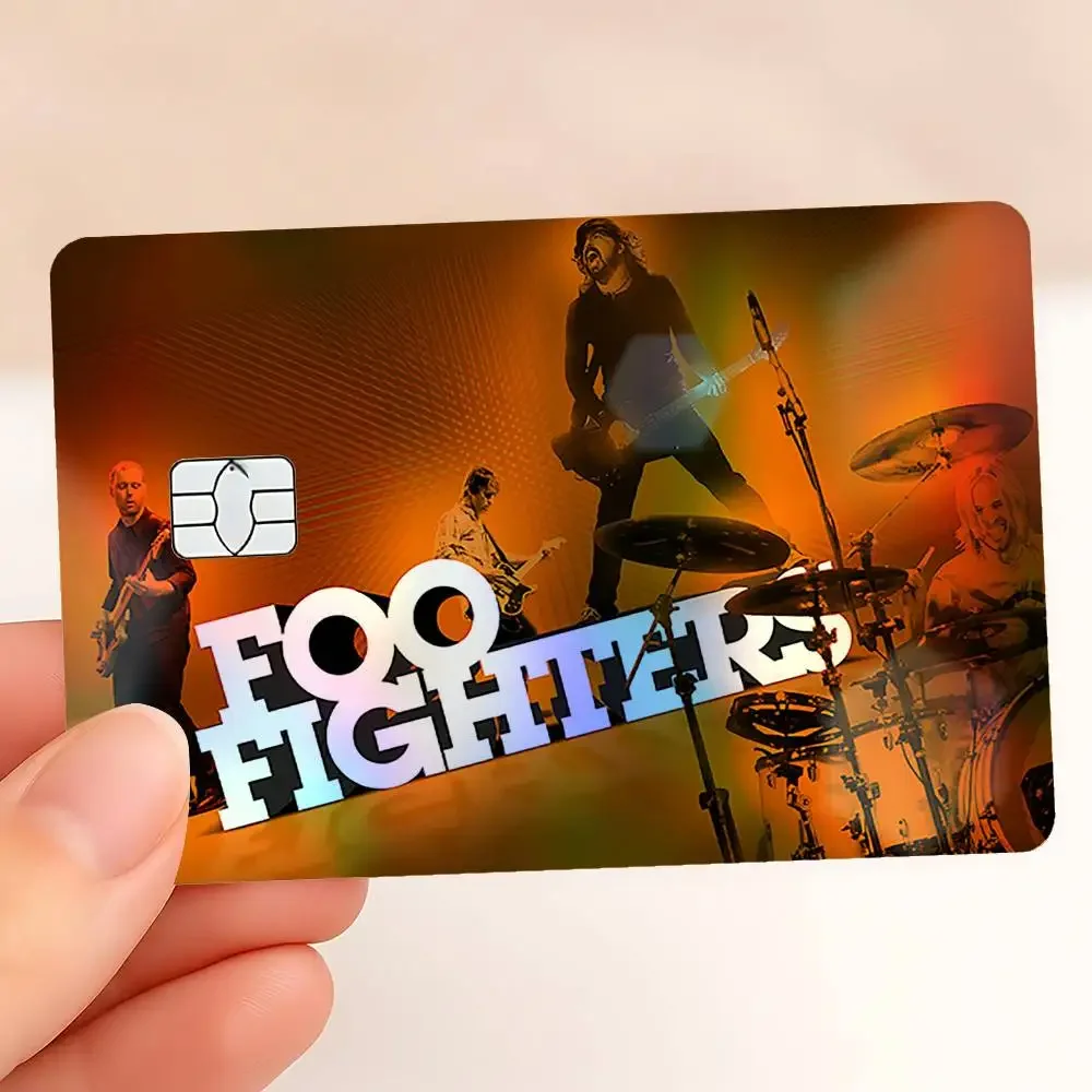 F-Foo F-Fighters Band Holographic Sticker Laser Film Shinny Skin For Debit Credit Bank Card