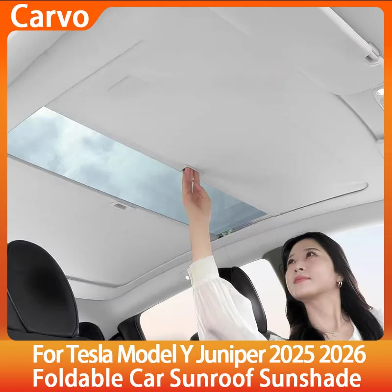 Car Roof Sunshade for Tesla Model Y Juniper 2025 2026 Foldable Retractable Sunroof Sun Shade Heat Insulation Car Accessories