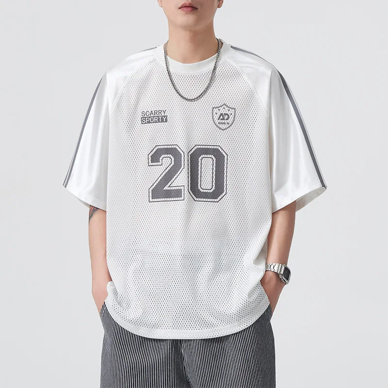 

Summer Mesh Quick Dry Tshirt Men Streetwear Fashion Loose Casual Short Sleeve Sport Jersey T-shirt Cityboy Oversize T Shirt