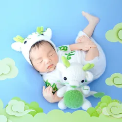 ❤️Newborn Photography Clothing White Dragon Hat+Jumpsuit+Doll 3Pcs/Set Baby Photo Props Accessories Studio Shoot Clothes Outfits