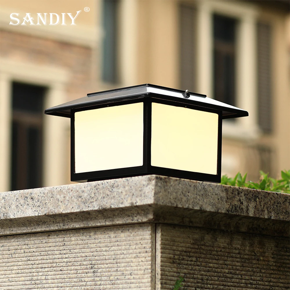 SANDIY Solar Pillar Light LED Outdoor Waterproof Courtyard Villa Wall Fence Pillar Gate Entrance Household Gate Pillar Lights