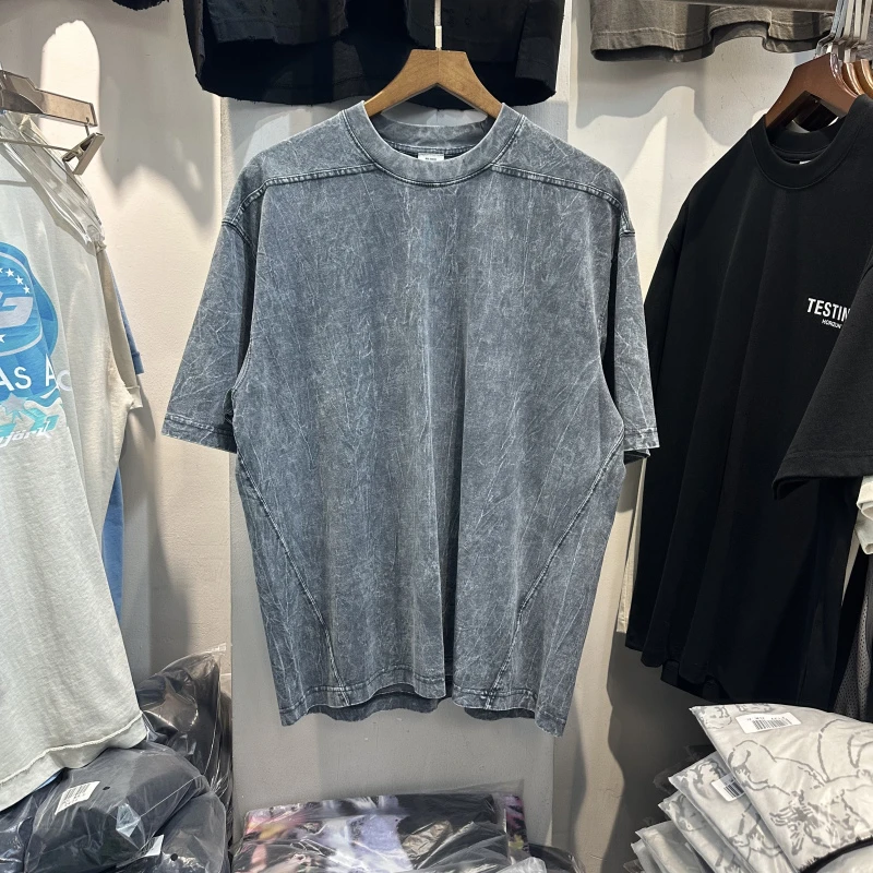 

Summer 2024 Skin-friendly American Sle Casual T-irt ort Sve Women's Wrinkle Design Couple's Leisure round Ne Top