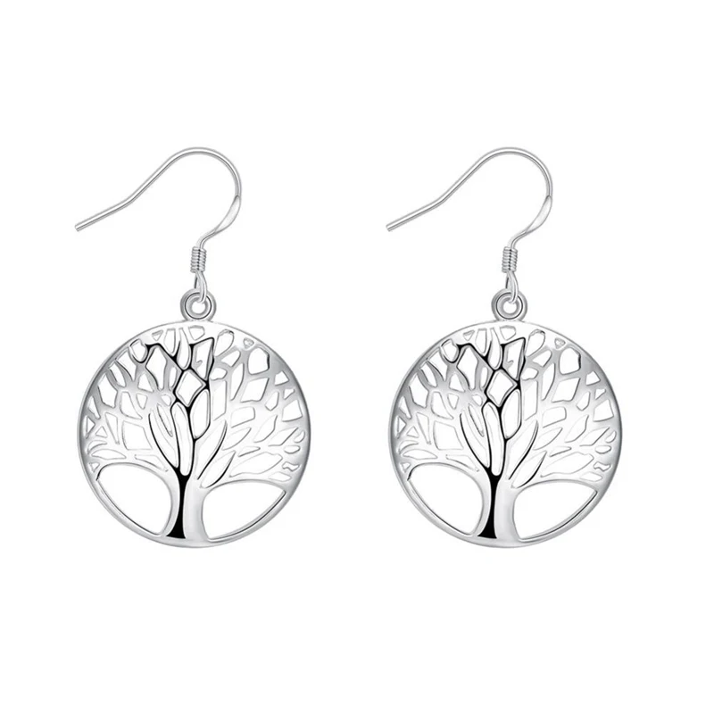 SHSTONE 925 Sterling Silver Hollow Tree of Life Drop Earrings For Women Party Engagement Wedding Birthday Gift Fashion Jewelry