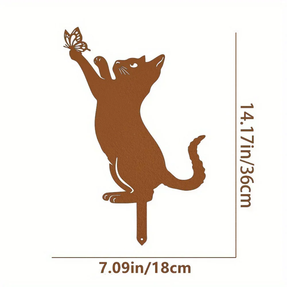 Charming Cat Family Garden Stakes – Cute Cat Silhouette Decor. Outdoor Statues for Yard and Garden. Lovely Animal Ornament